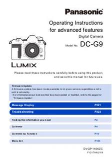 Panasonic Lumix G9 manual. Camera Instructions.